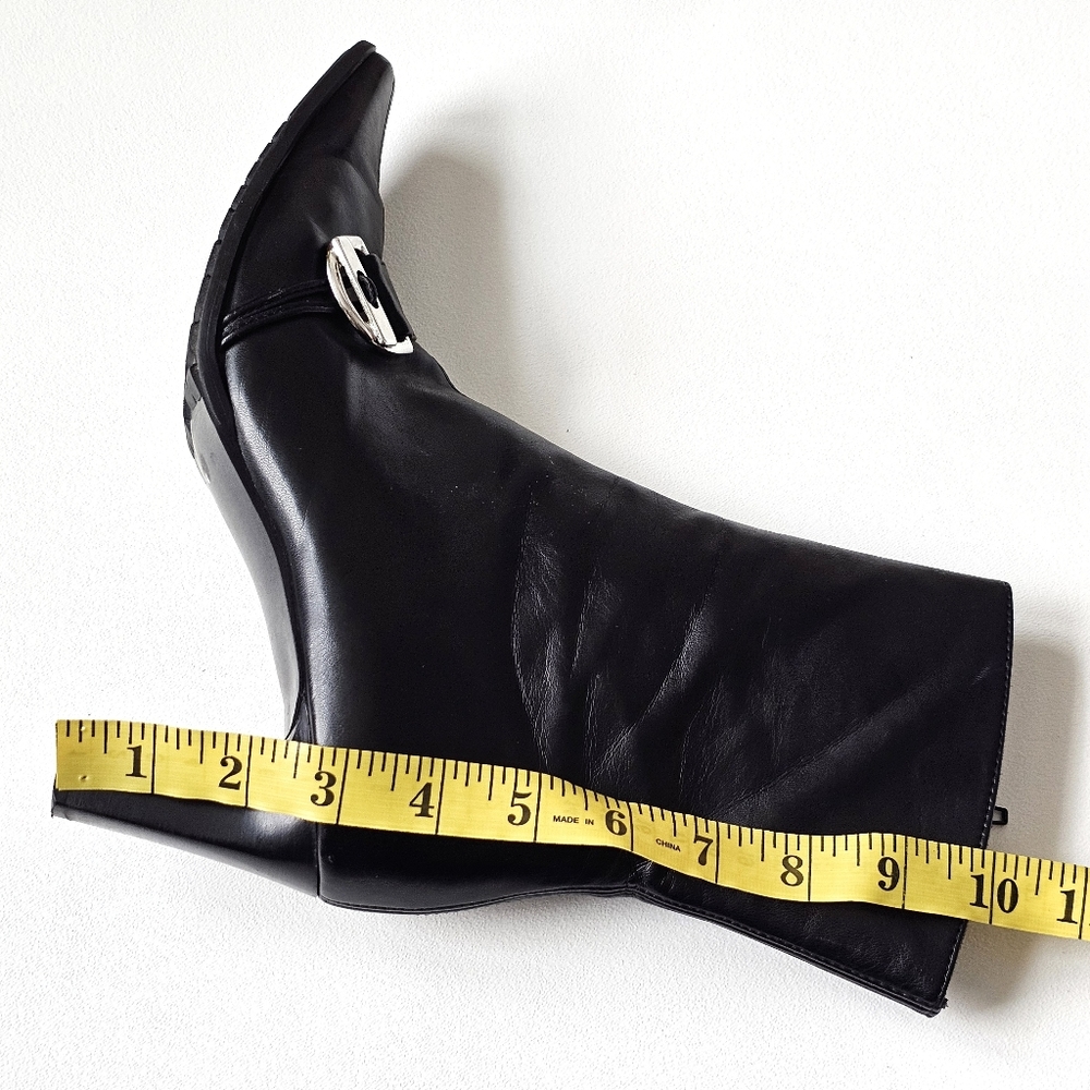🖤 Paul Green Black Leather Ankle Boots Austria Made Heeled Square Toe Buckle - Picture 16 of 16